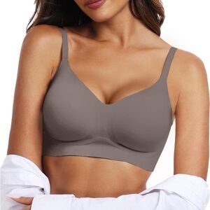 Gray Wireless Bra with Smooth Cups